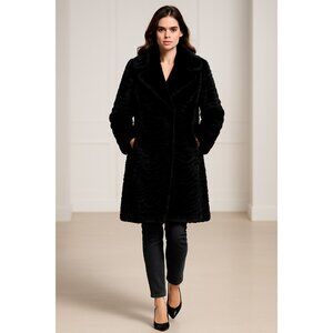 Kate Spade New York Faux Fur Coat Women’s M Elegant Textured Plush Winter Jacket